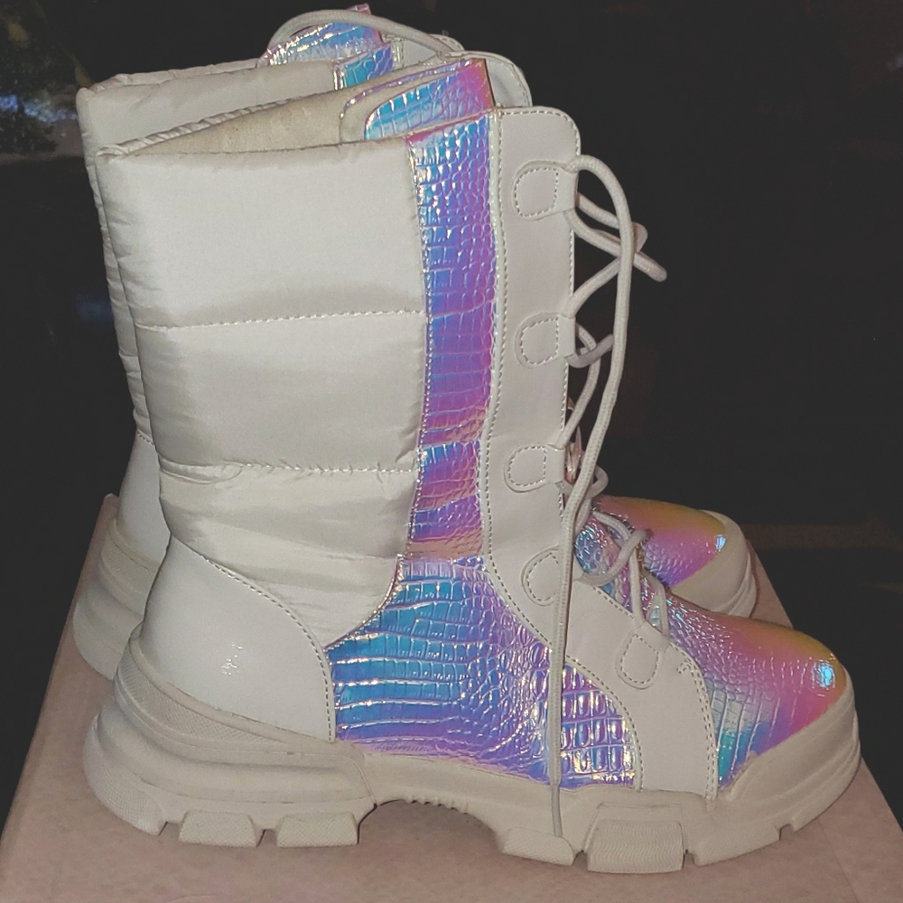 Holographic snow winter boots